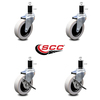Service Caster 3 Inch Thermoplastic Wheel 1-3/8 Inch Expanding Stem Caster Set with 2 Brakes SCC-EX05S310-TPRS-138-2-SLB-2